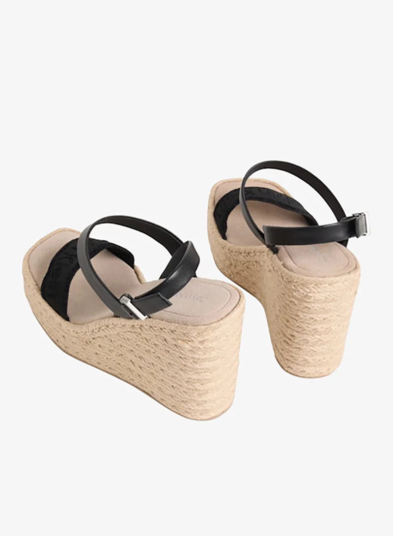 Calvin Klein Ck Black Platform Wedge Heel Espadrilles With Leather for Women | Best Price UAE